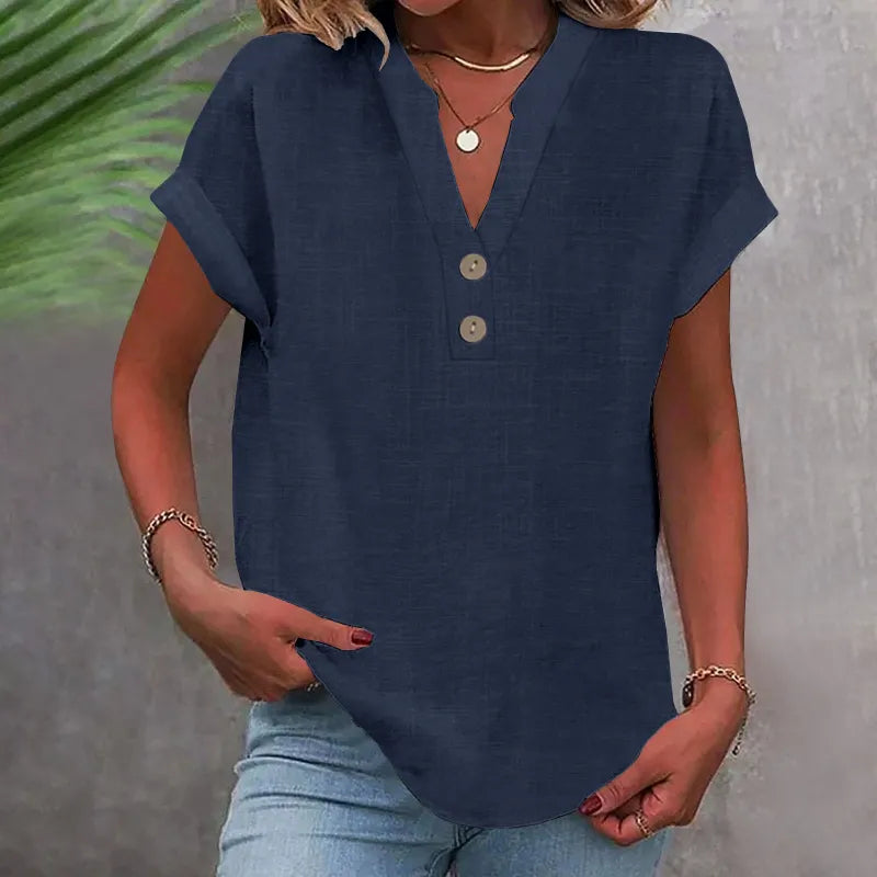 Women’s Blouse | V-Neck with Button Detail