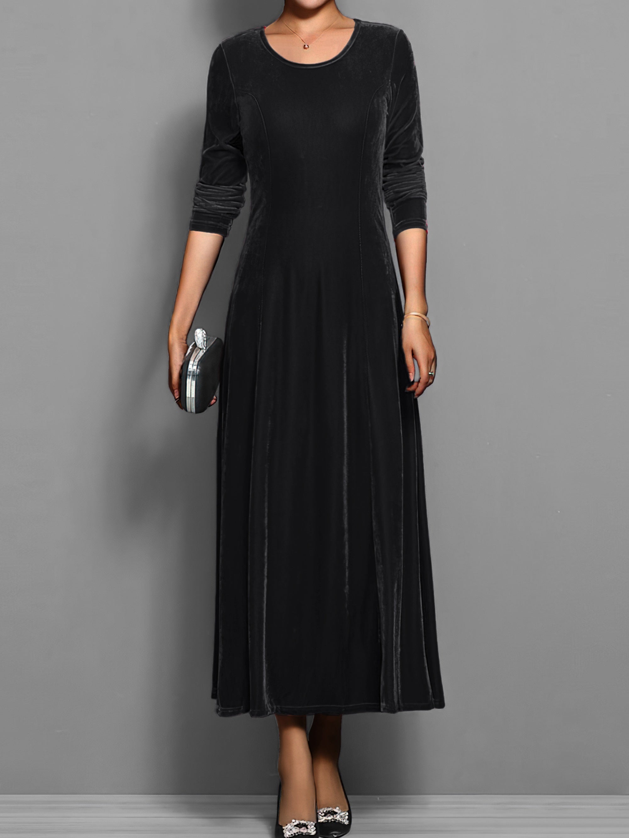 Women's Velvet Dress with Classic Design and Elegant Fit