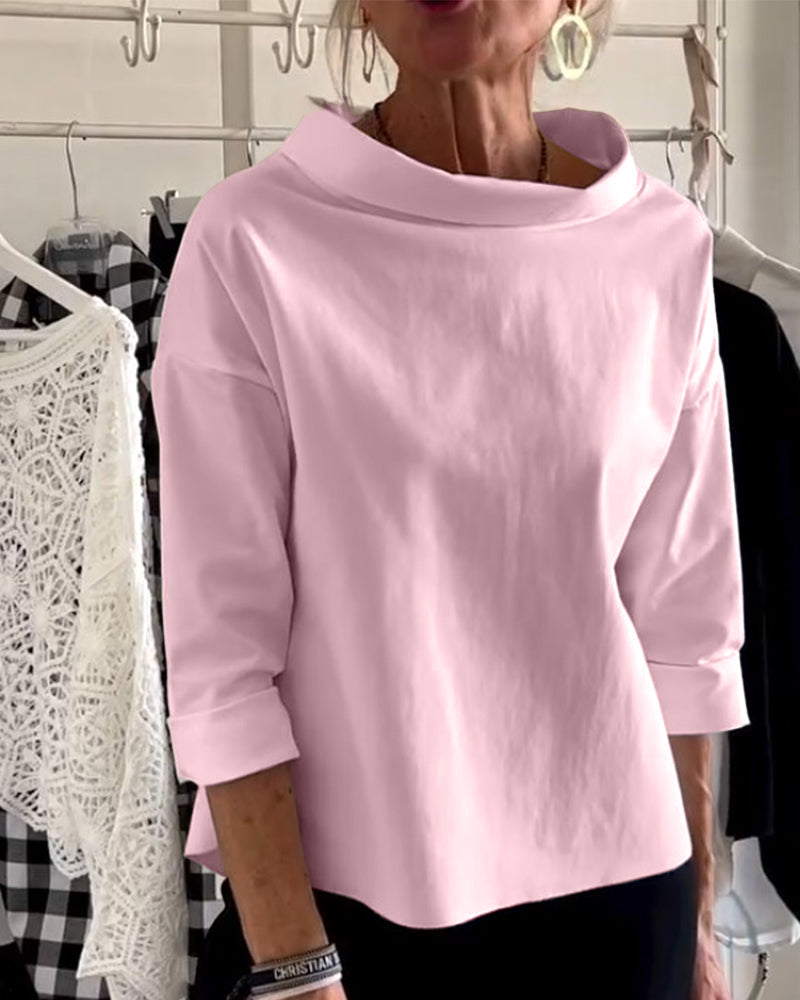 Women’s Long Sleeve Top | Waterfall Neckline