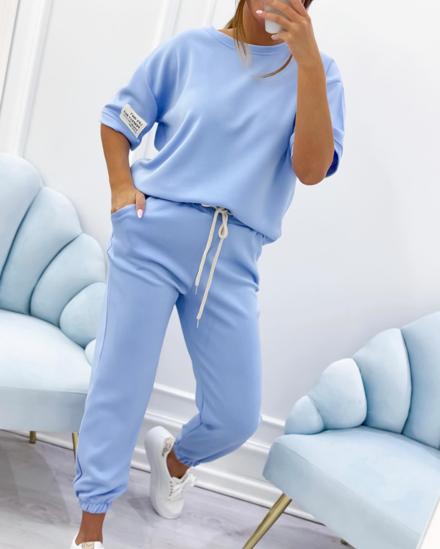Women's Short Sleeve Set with Relaxed Fit and Versatile Design