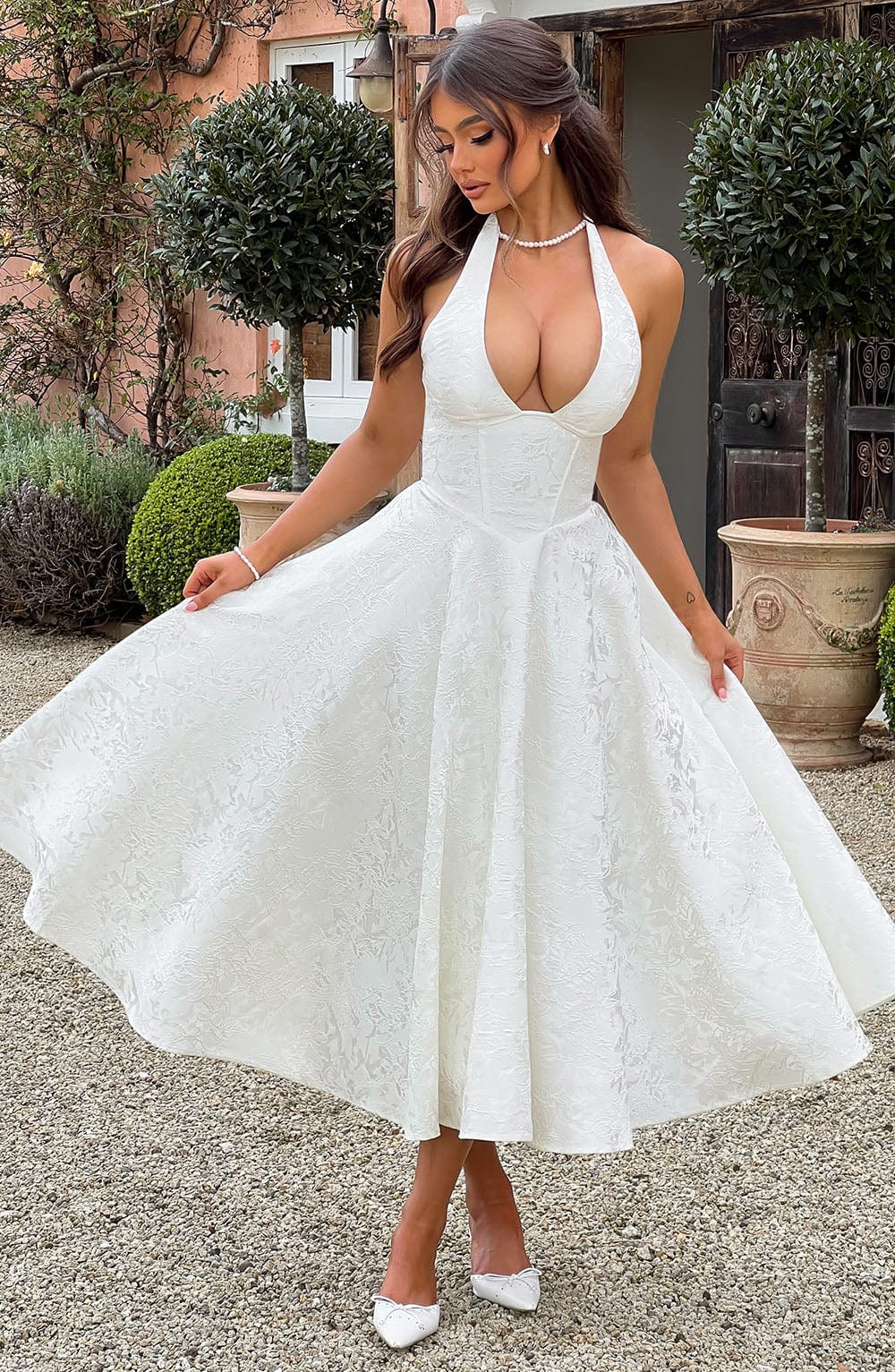 Women's V-Neck Dress with Embellished Design and Wedding Guest Style