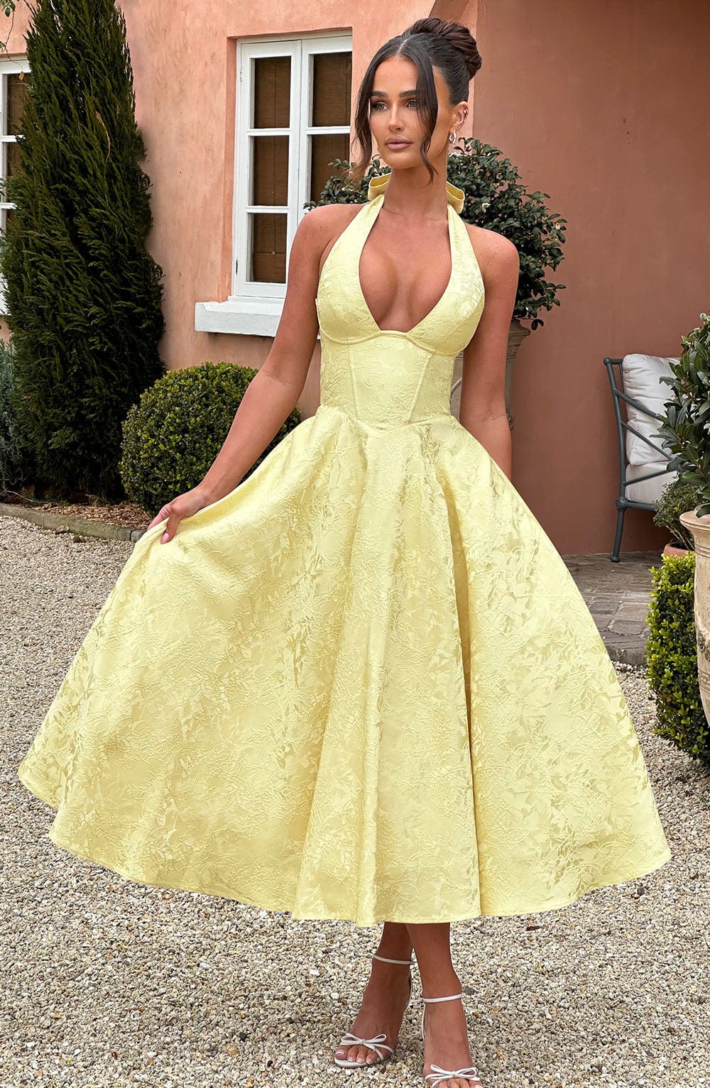 Women's V-Neck Dress with Embellished Design and Wedding Guest Style