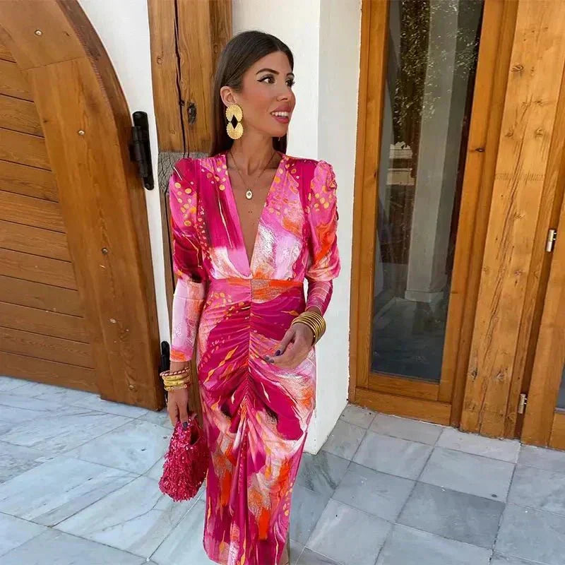 Women's Maxi Dress with Wrap Design and Evening Style