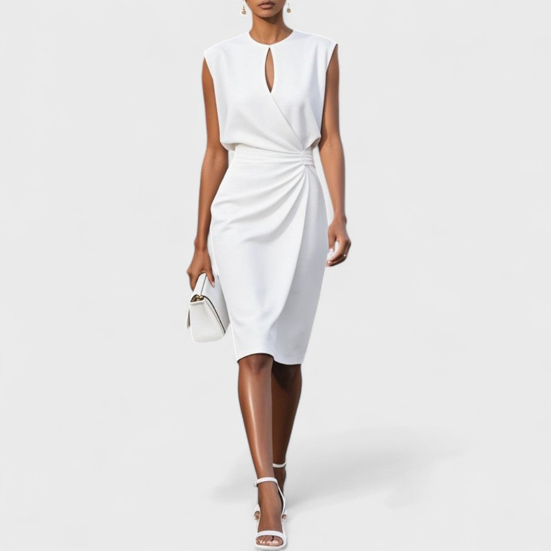 Women's Midi Dress with Side Slit and Fitted Design