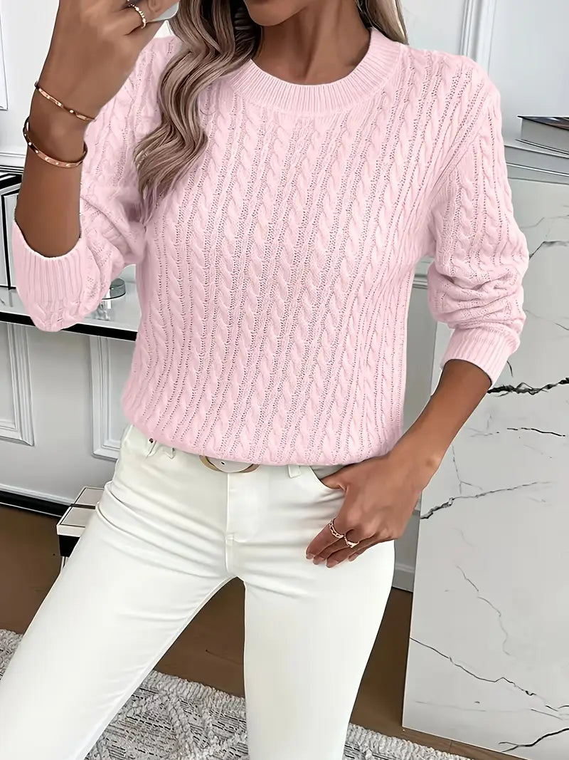 Women's Cable Knit Jumper with Cozy Texture and Versatile Style