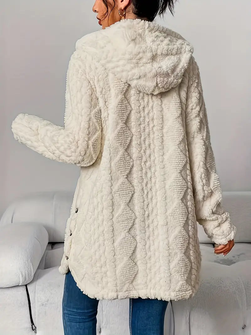 Women's Hooded Cardigan with Soft Texture and Warm Design