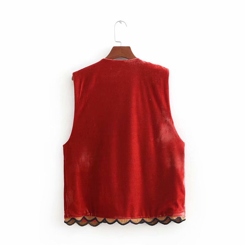 Women's Boho Waistcoat with Floral Design and Soft Texture