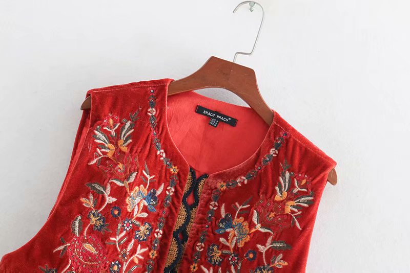 Women's Boho Waistcoat with Floral Design and Soft Texture