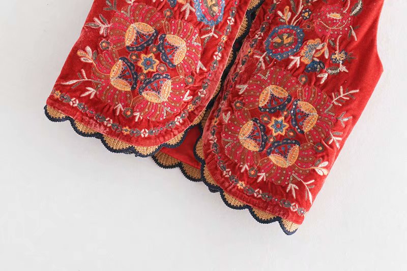 Women's Boho Waistcoat with Floral Design and Soft Texture