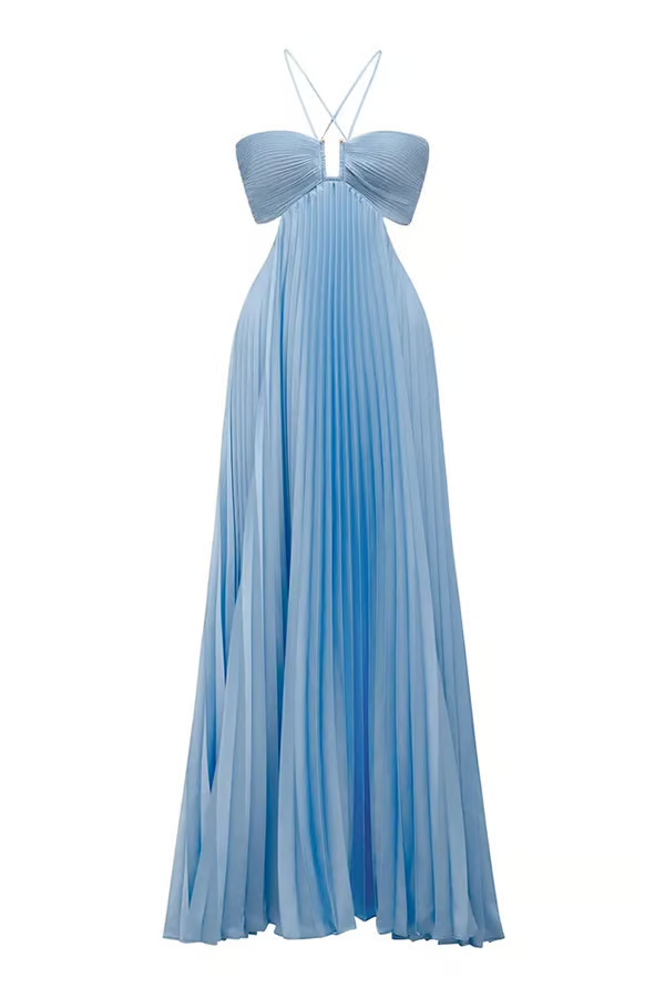 Women's Halter Maxi Dress with Elegant Design and Flowing Skirt
