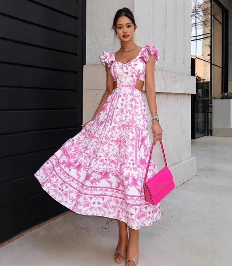 Women’s Ruffled Sleeve Floral Dress | Maxi