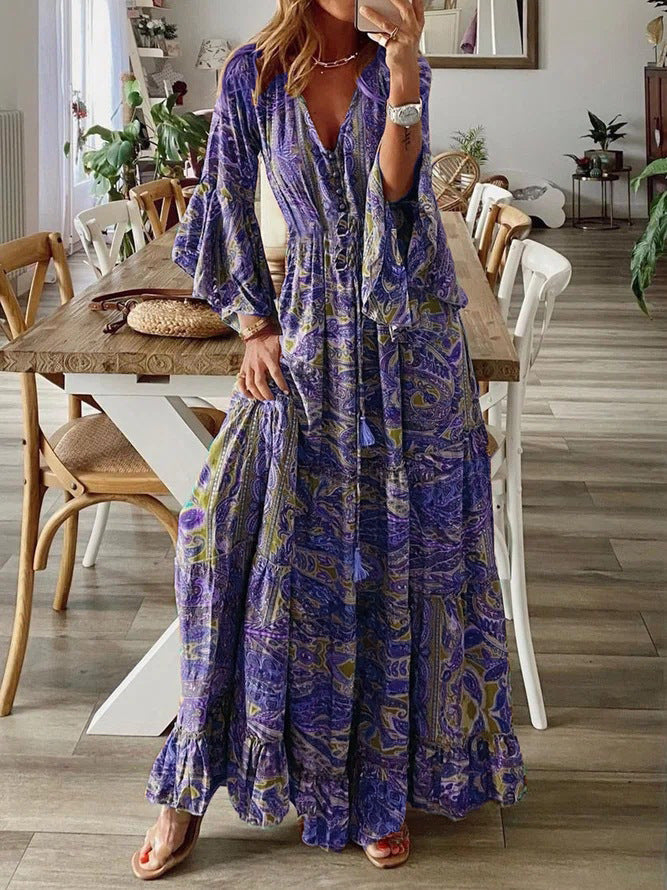 Women’s Flared Sleeve Dress | Maxi
