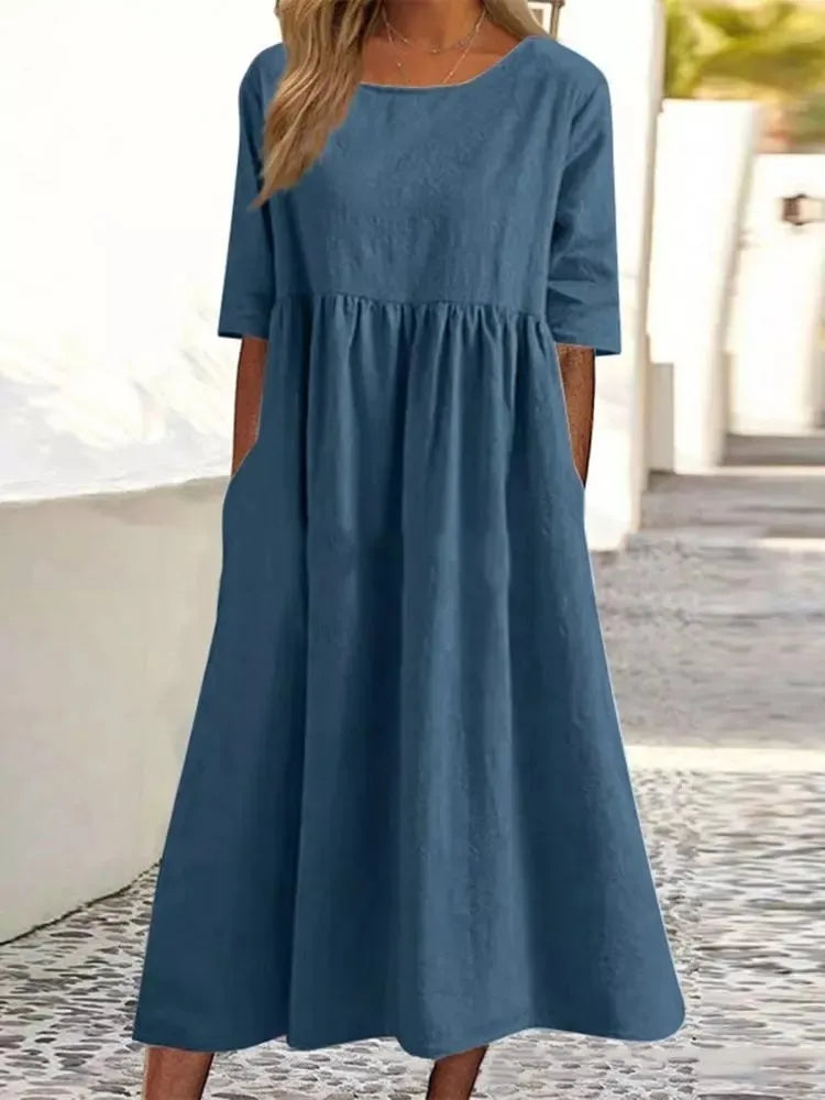 Women's Spring Dress with Flowy Design and Floral Print