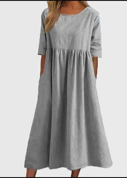 Women's Spring Dress with Flowy Design and Floral Print