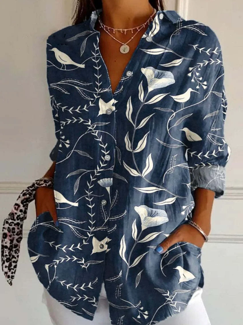 Women’s Long-Sleeve Shirt | Striped Button Design
