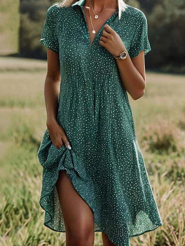 Women’s Short Sleeve Shirt Dress | Midi