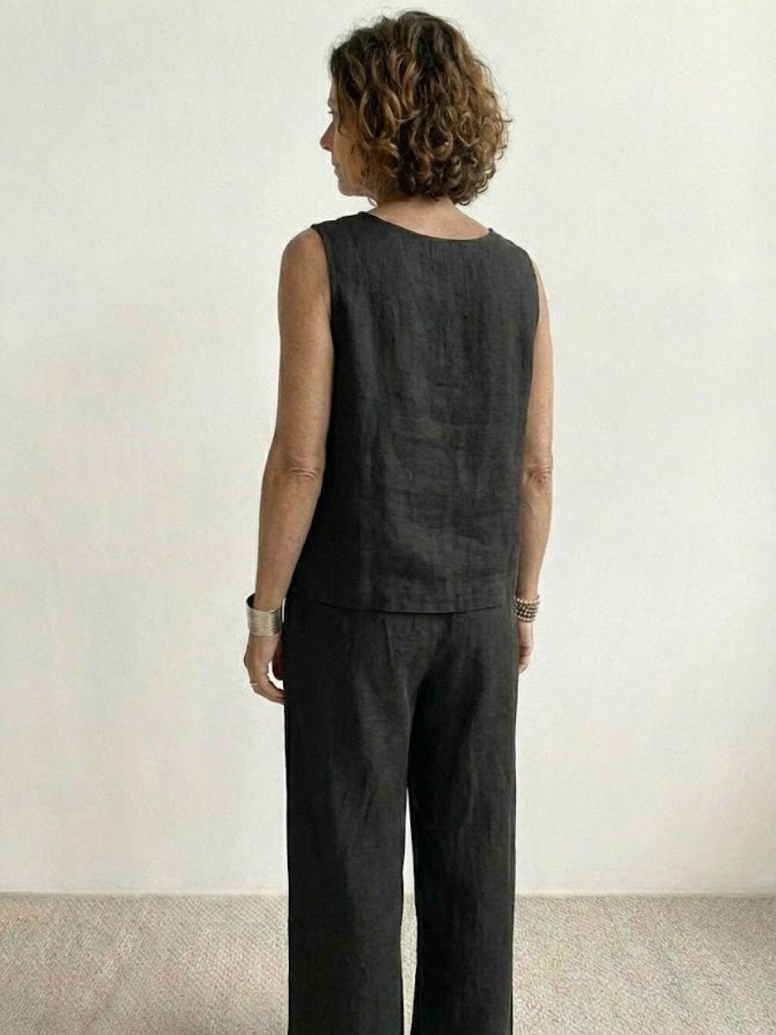 Women's Sleeveless Tank Top with Matching Wide-Leg Trousers