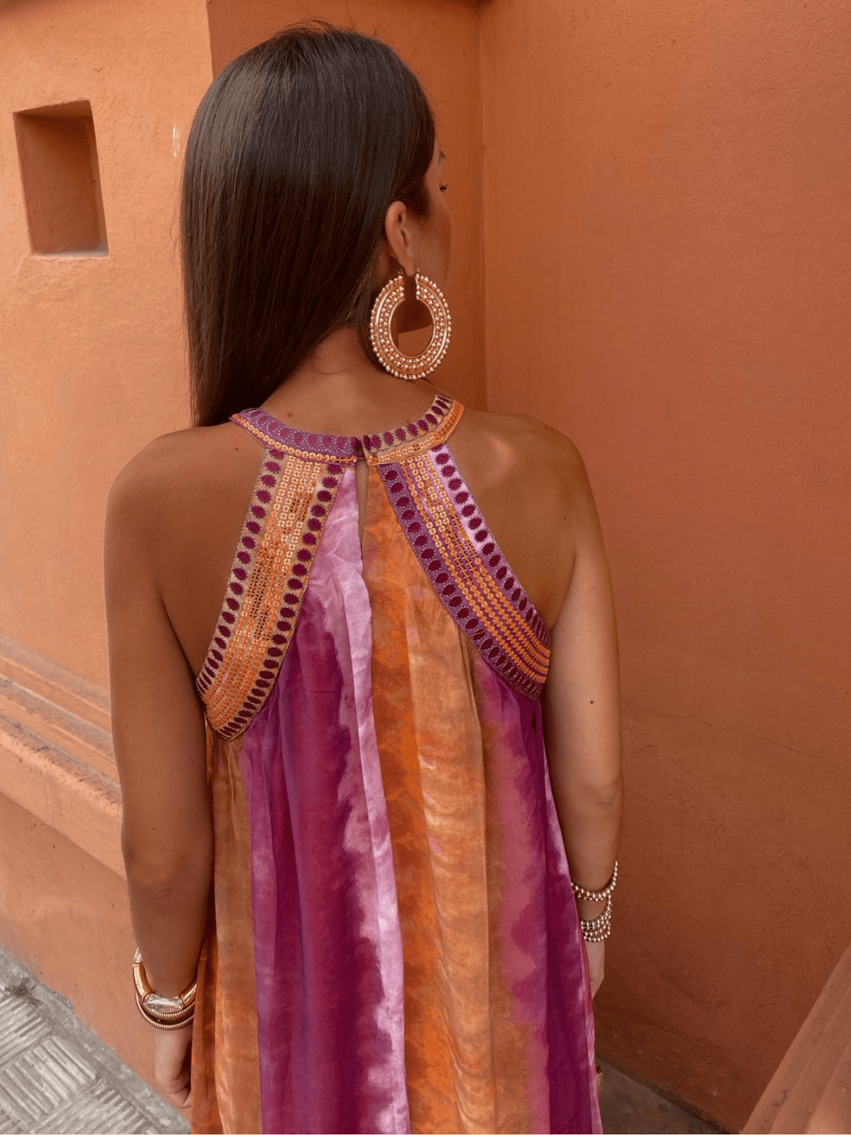 Women's Ombre Dress with Sleeveless Design and Flowy Skirt