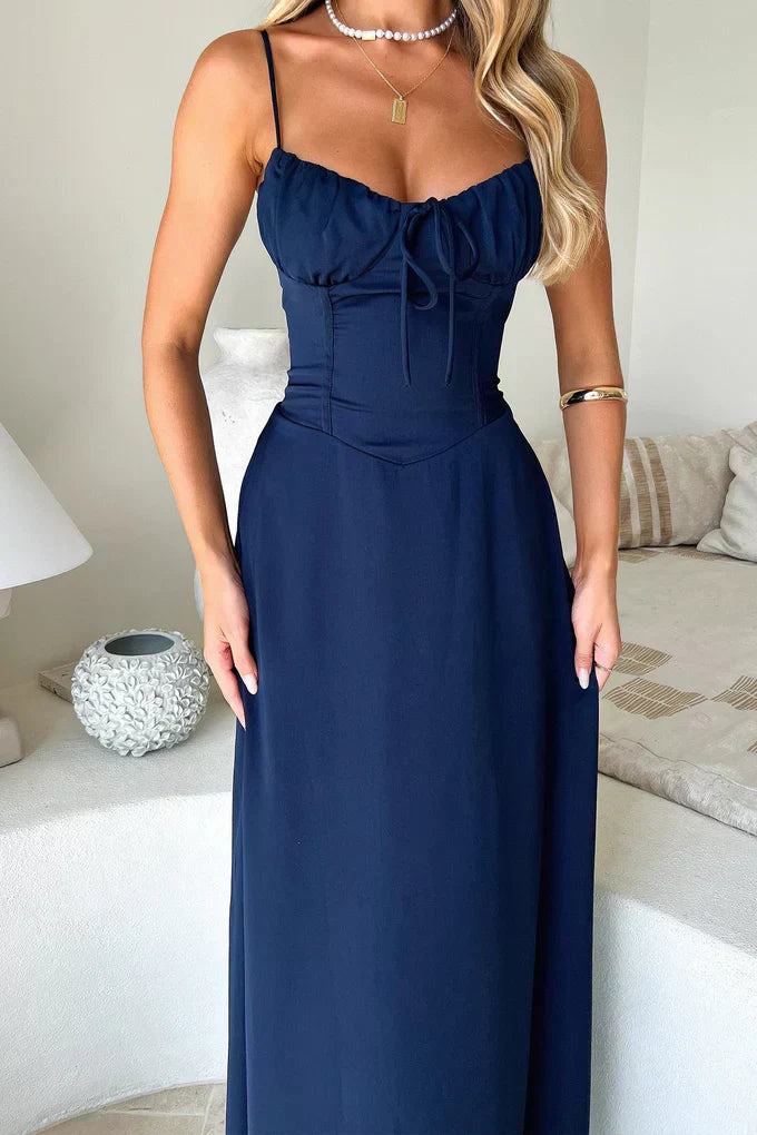 Women's Spaghetti Strap Wrap Maxi Dress with Flowing Design and Versatile Style