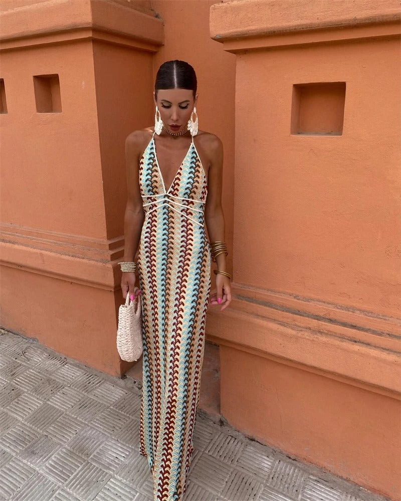Women's Crochet Draped Dress with Elegant Design and Versatile Style