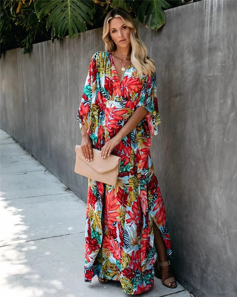 Women's Boho Beach Cover-Up with Flowing Design and Draped Style