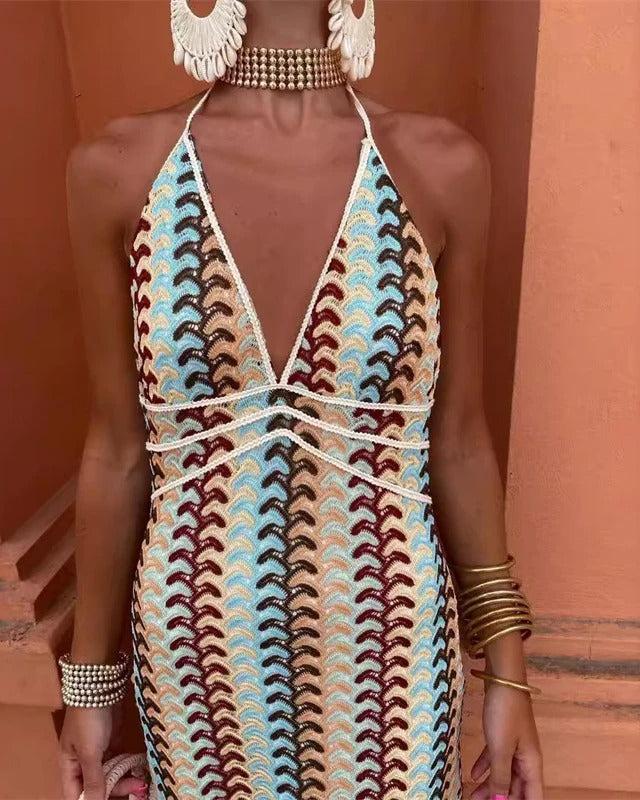 Women's Crochet Draped Dress with Elegant Design and Versatile Style