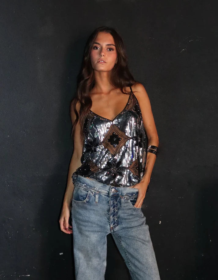 Women’s Sheer Top | Sleeveless Embellished Design
