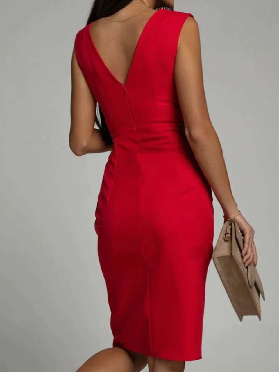Women's Evening Dress with A-Line Silhouette and Sleeveless Design