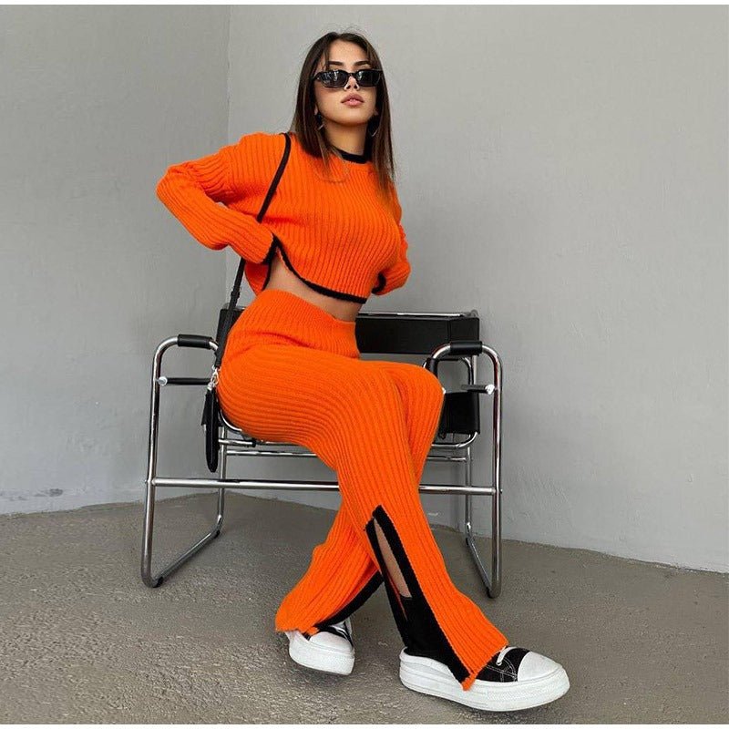 Women's Knitted Two-Piece Set with Relaxed Fit and Versatile Style