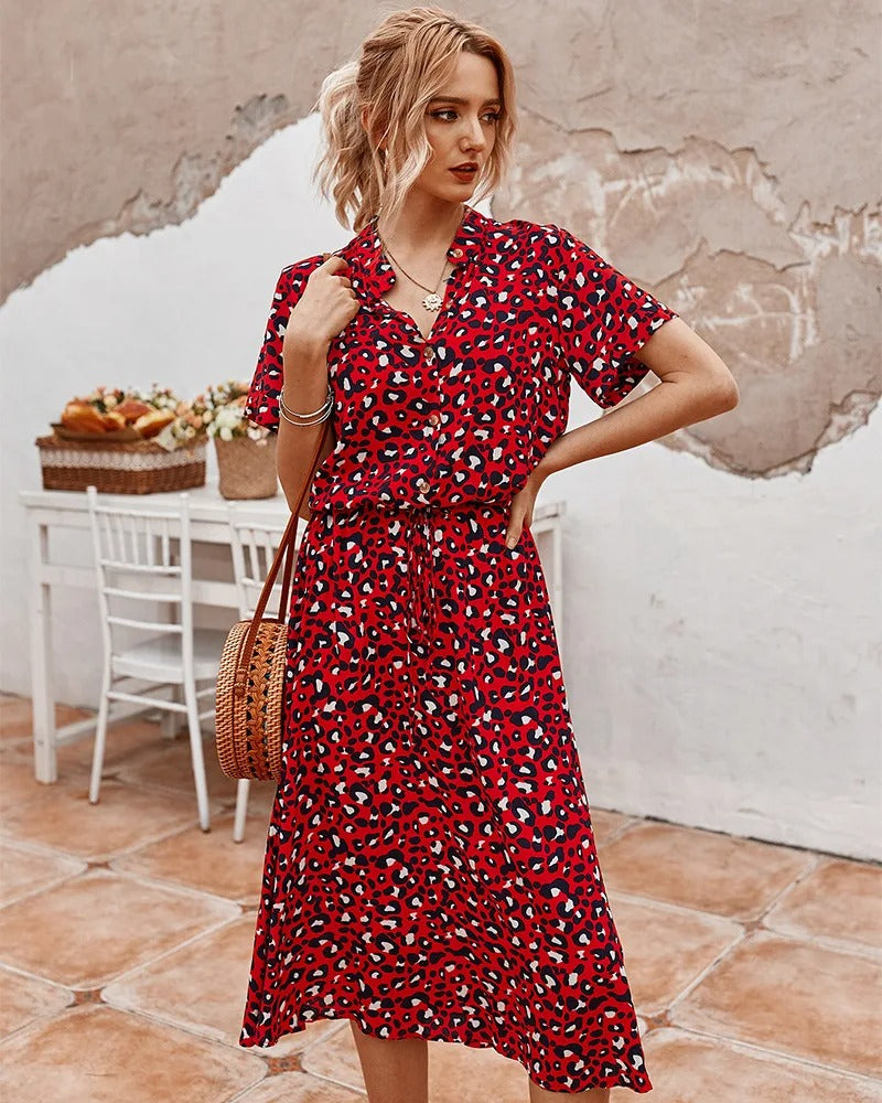Women's Summer Dress with Adjustable Straps and Flowing Skirt