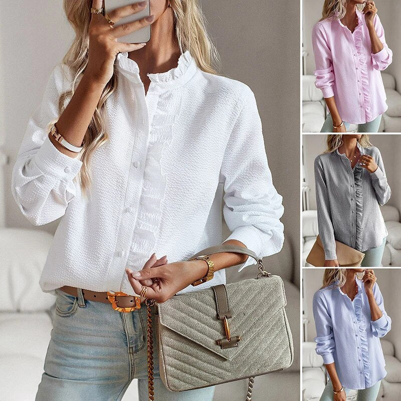 CLARA – RUFFLE TRIM BLOUSE