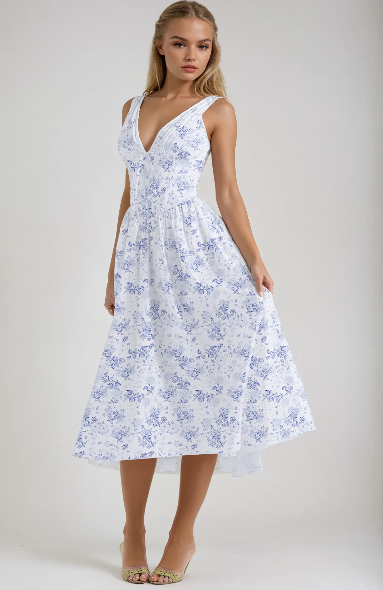 Women's Summer Dress with Sleeveless Design and Flowy Skirt