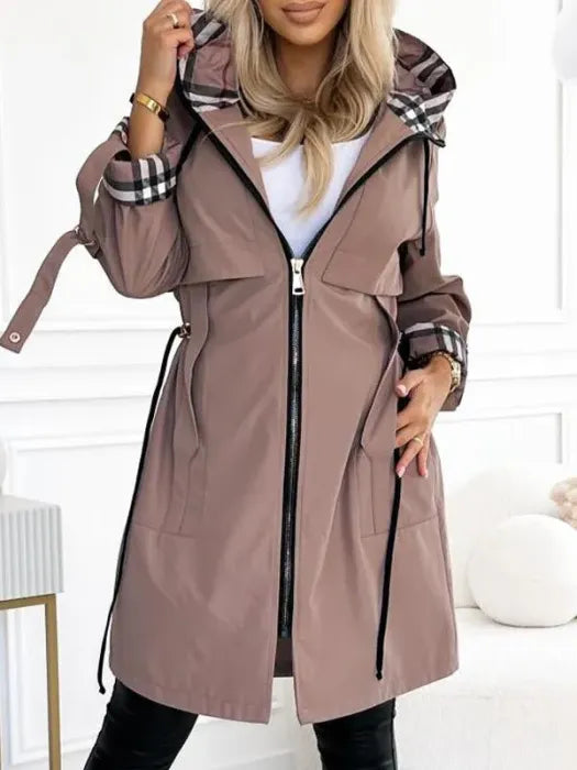 Women's Zip Coat with Waterproof and Windproof Features