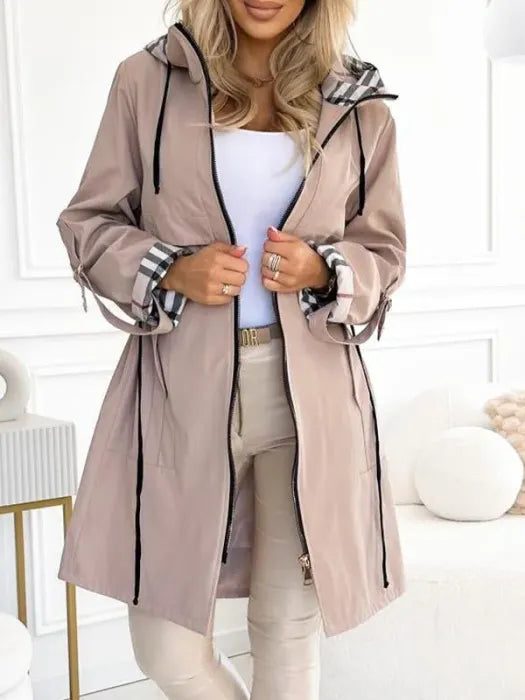 Women's Zip Coat with Waterproof and Windproof Features