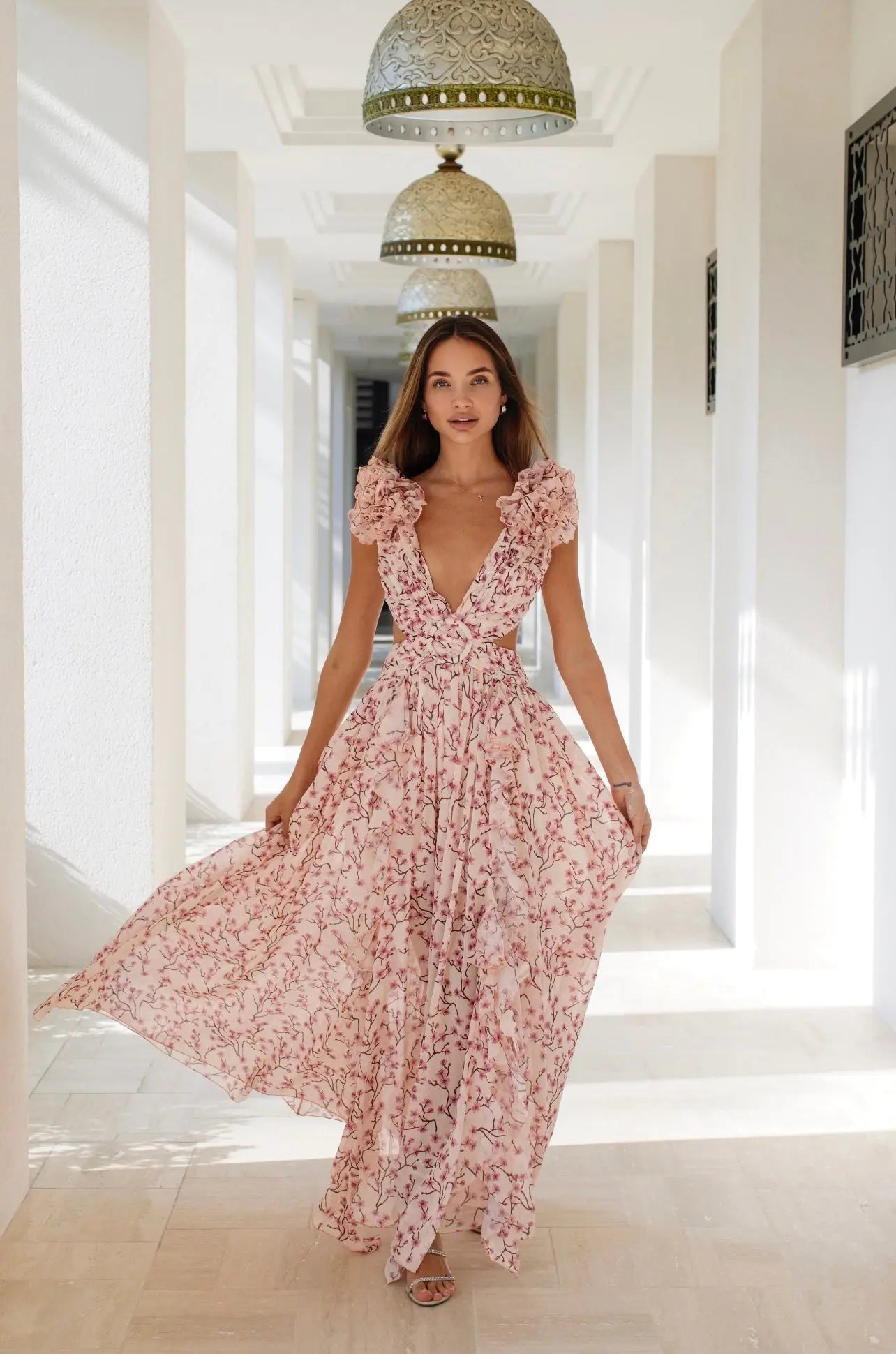 Women’s Ruffled Sleeve Floral Dress | Maxi