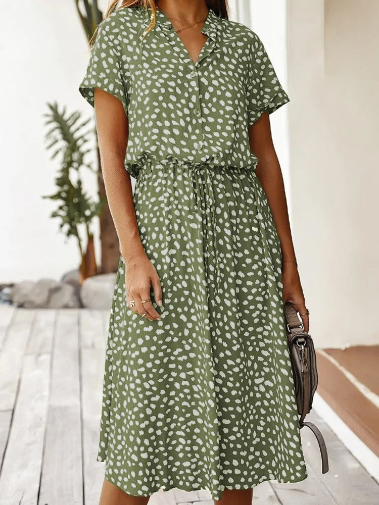Women's Summer Dress with Adjustable Straps and Flowing Skirt