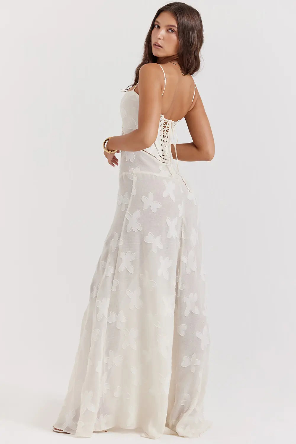 Women's Long Summer Dress with Open Back and Adjustable Straps