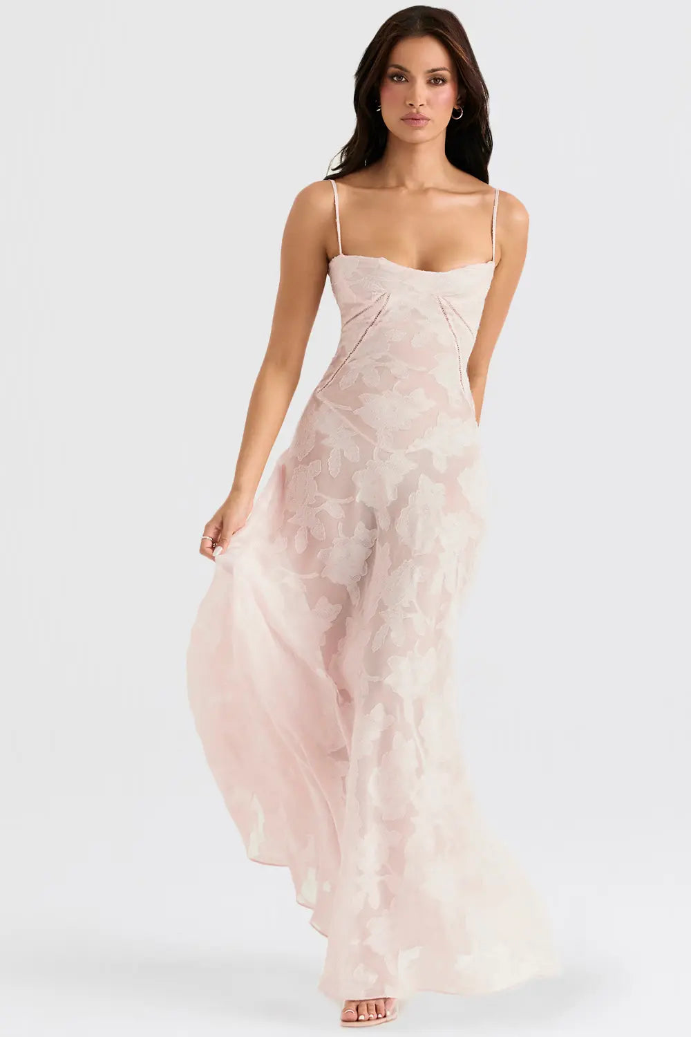 Women's Long Summer Dress with Open Back and Adjustable Straps