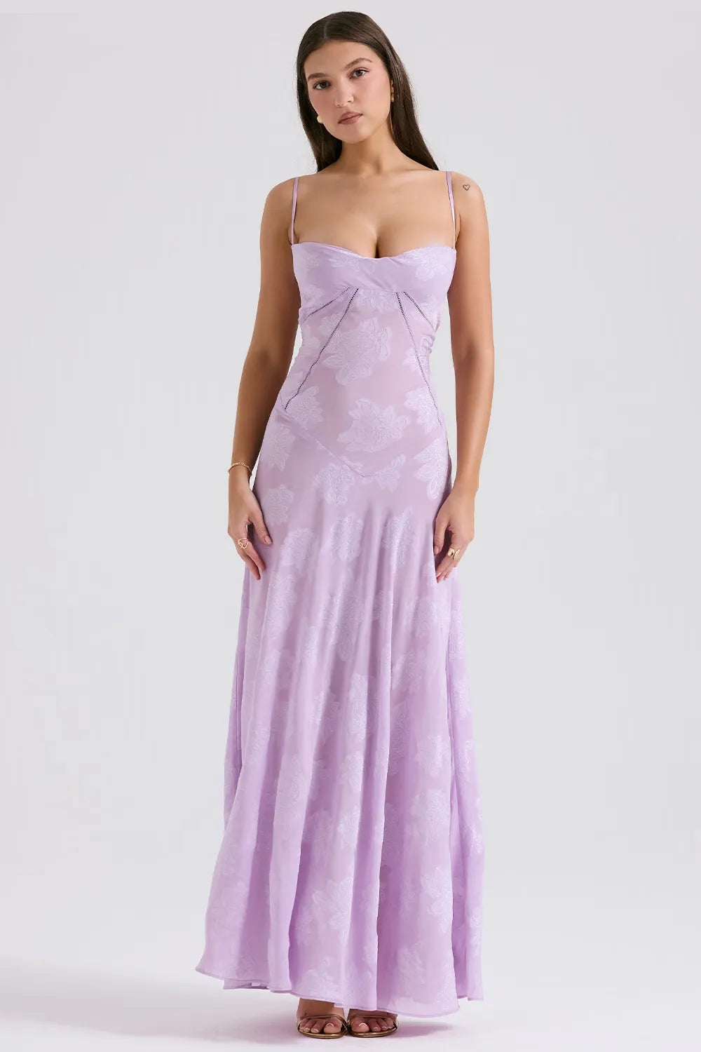 Women's Long Summer Dress with Open Back and Adjustable Straps