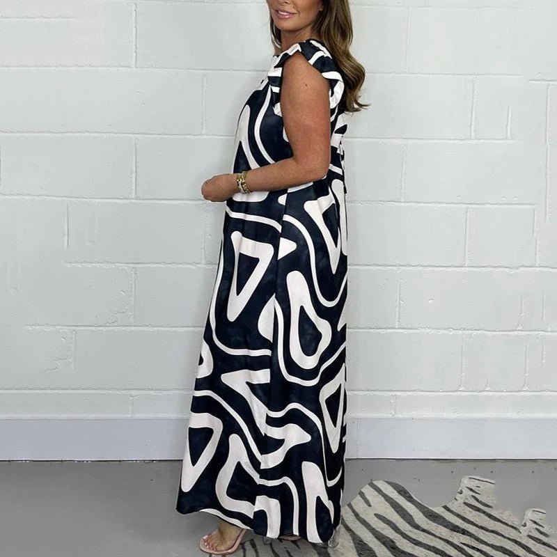 Women's V-Neck Jumpsuit with Ruffle Sleeves and Wide Legs