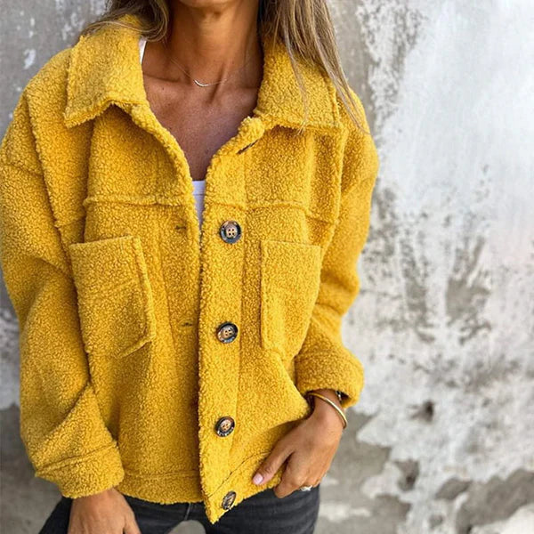 Women's Lapel Collar Jacket with Tailored Fit and Versatile Style
