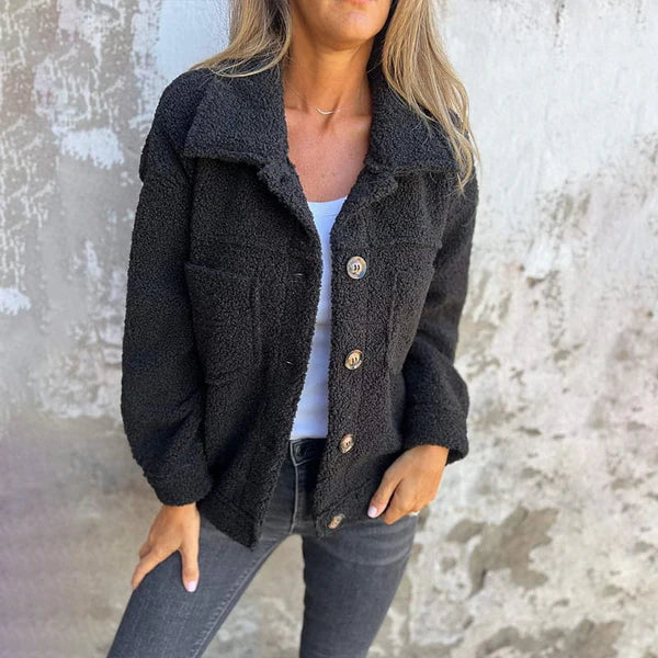 Women's Lapel Collar Jacket with Tailored Fit and Versatile Style